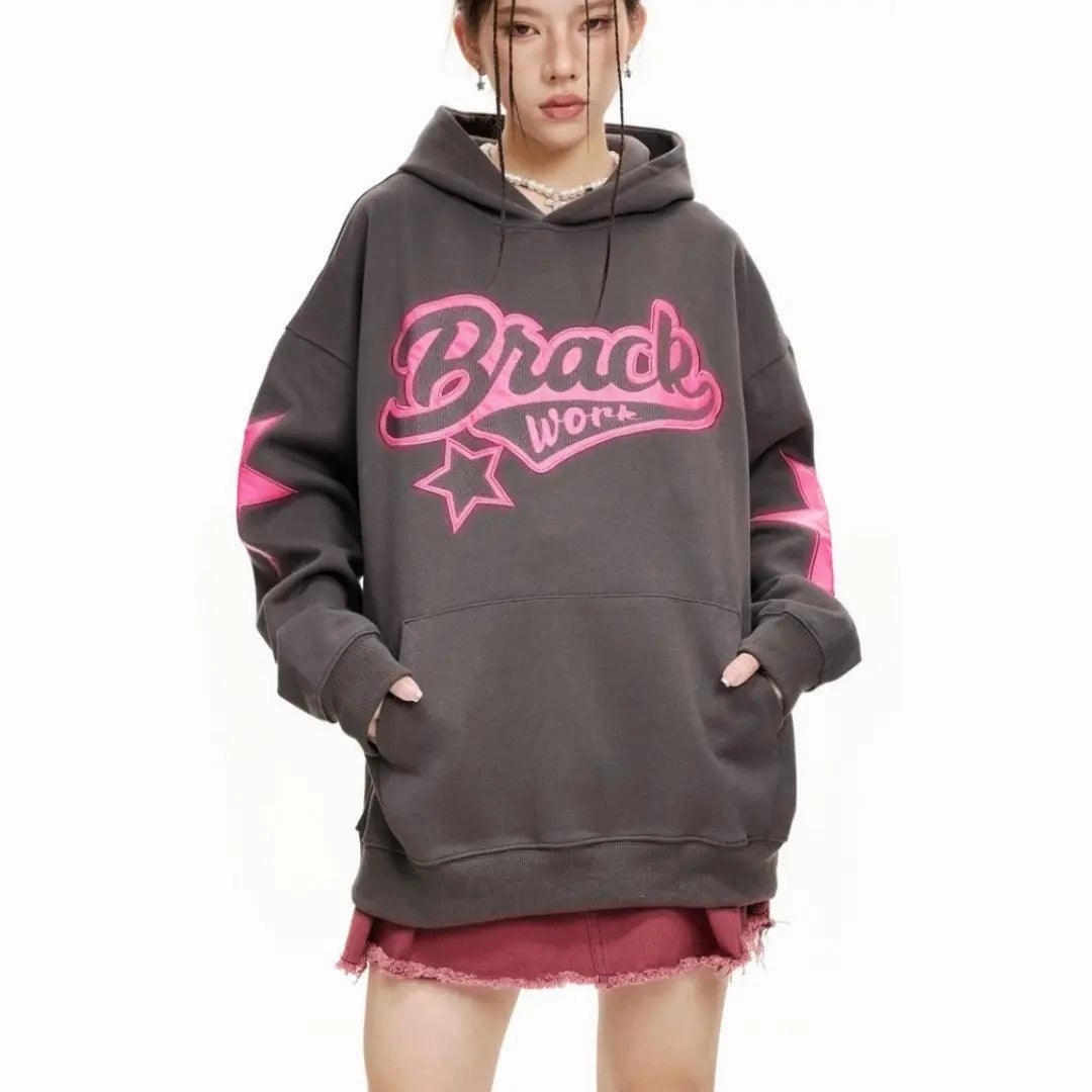 Embroidered Alphabet Hooded Sweater