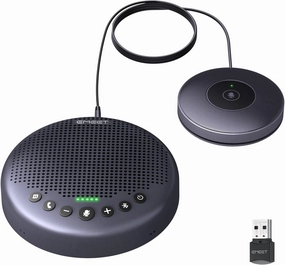 EMEET Conference Speaker and Microphone w/8 1 Mics, 360° Voice Pickup, Noise Reduce, Bluetooth/USB/Dongle Speakerphone for 14 People w/Daisy Chain for 25, Compatible w/Leading Platforms, 2024 Version