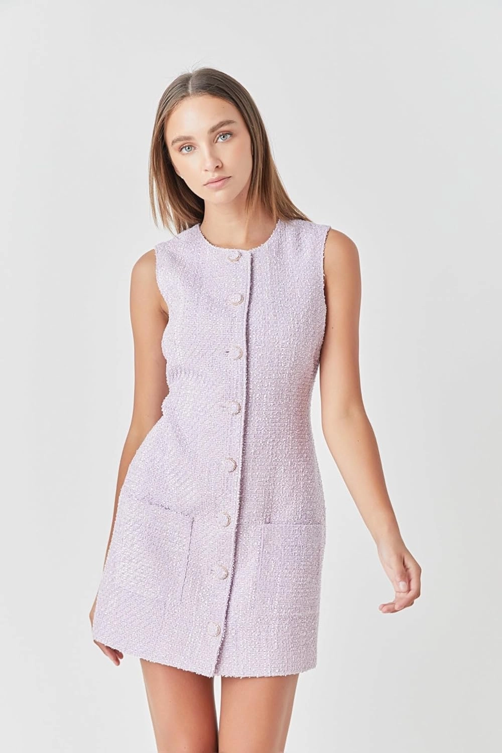 endless rose Women's Sleeveless Tweed Mini Dress