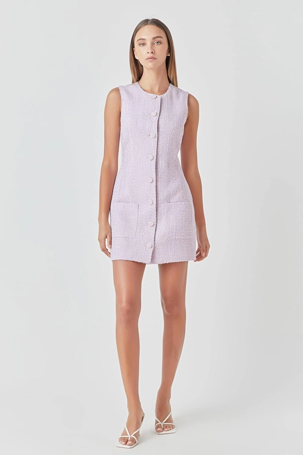 endless rose Women's Sleeveless Tweed Mini Dress