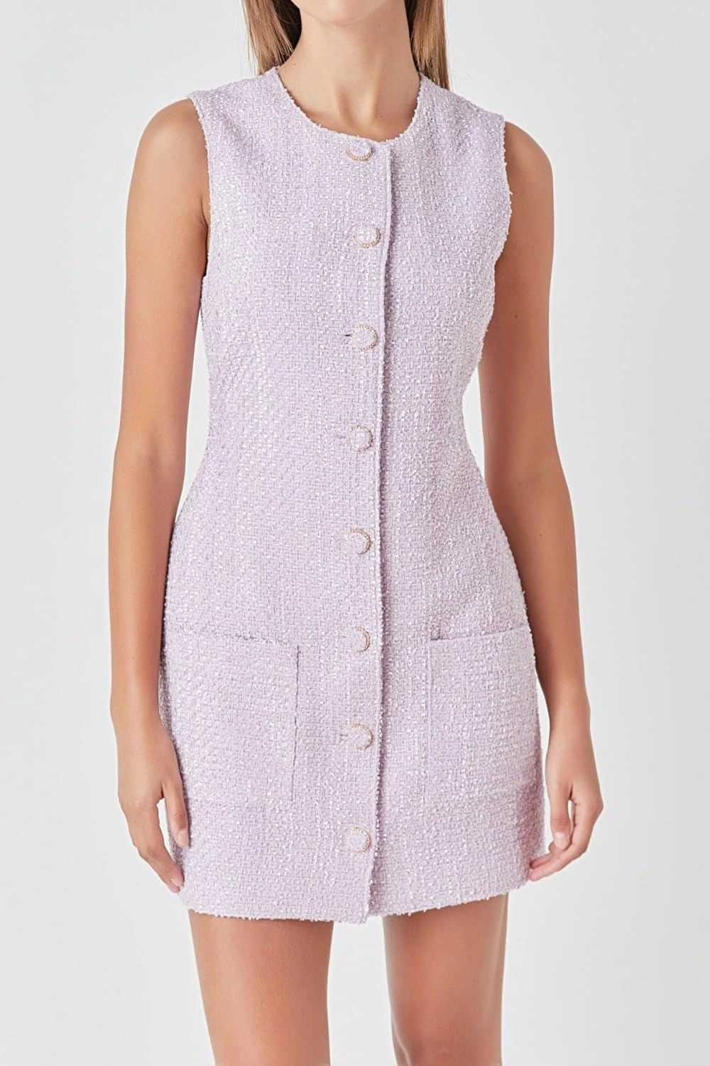 endless rose Women's Sleeveless Tweed Mini Dress