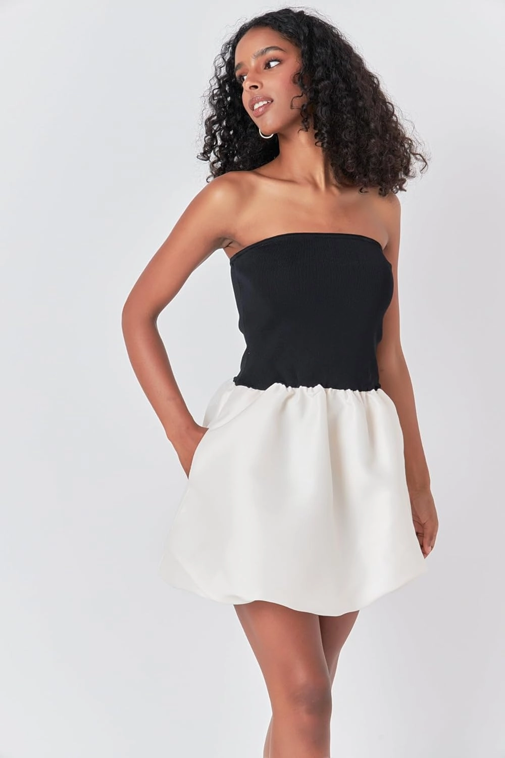 endless rose Women's Strapless Voluminous Mini Dress