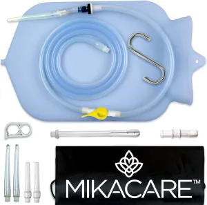 Enema Bag Kit Clear Non-Toxic Silicone. for Coffee and Water Colon Cleanse. 6 Foot Long Hose, BPA and Phthalates Free, 6 Tips 3 Quart
