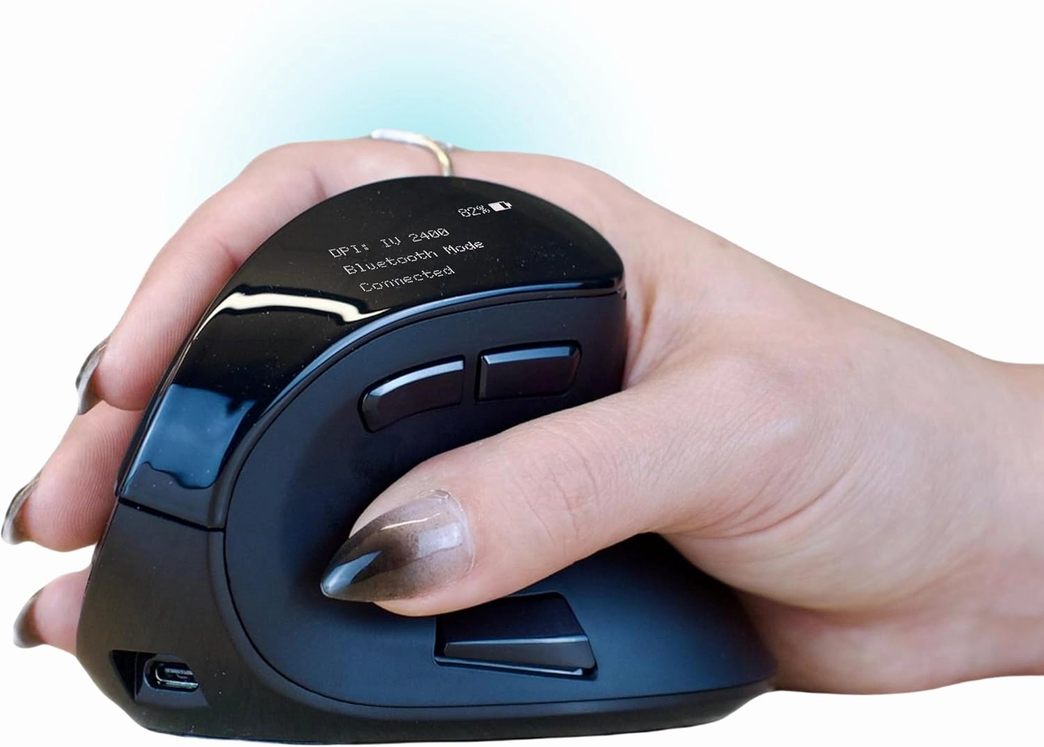 Ergodriven Om Handshake Vertical Mouse | Wireless Ergonomic Mouse | Rechargeable | Silent Click Micro-Force Switches | OLED Screen | Reduces Tension and Fatigue | Compatible with PC and Mac