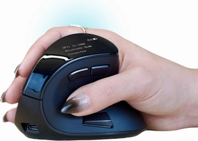Ergodriven Om Handshake Vertical Mouse | Wireless Ergonomic Mouse | Rechargeable | Silent Click Micro-Force Switches | OLED Screen | Reduces Tension and Fatigue | Compatible with PC and Mac