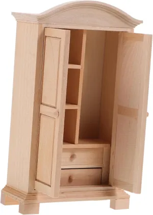 ERINGOGO Dollhouse Miniature Storage Furniture Wooden Mini Wardrobe Wardrobe Doors Doll Furniture and Accessories