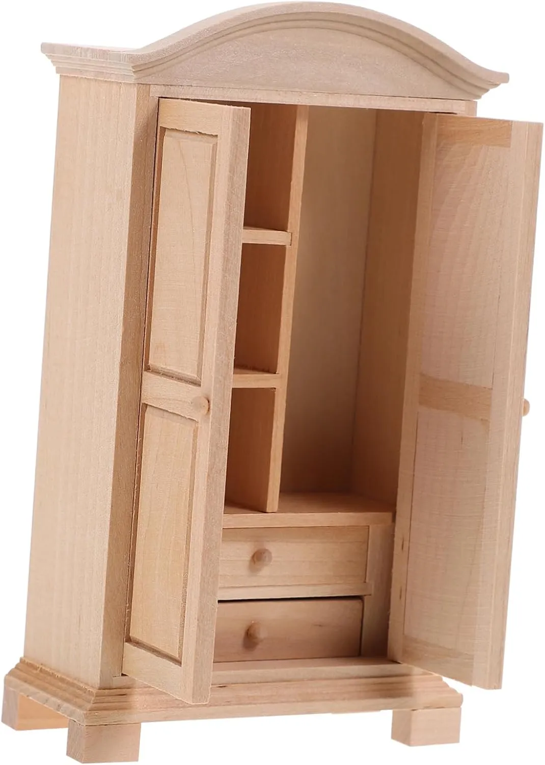 ERINGOGO Dollhouse Miniature Storage Furniture Wooden Mini Wardrobe Wardrobe Doors Doll Furniture and Accessories