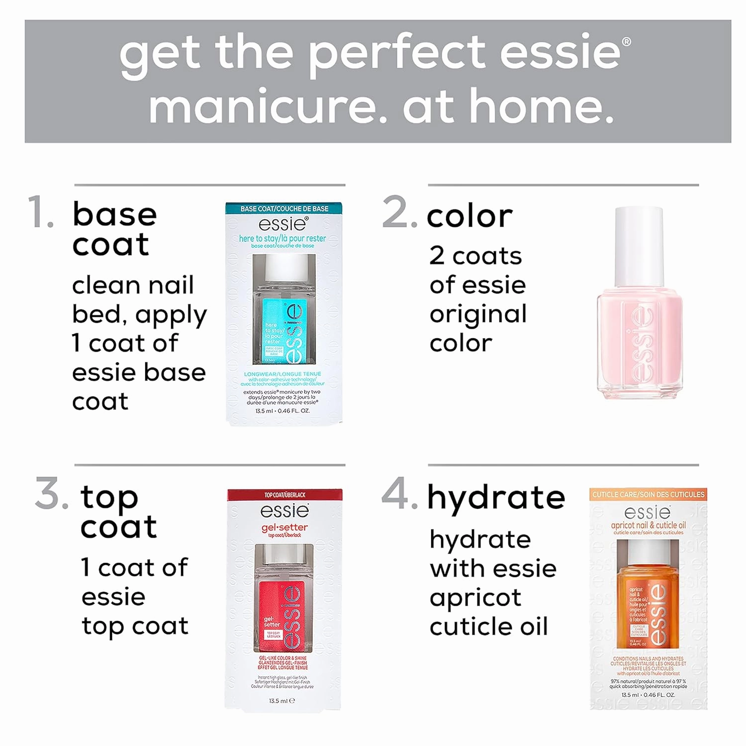 essie Nail Care, 8-Free Vegan, Speed Setter Top Coat, quick-dry nail polish, 0.46 fl oz