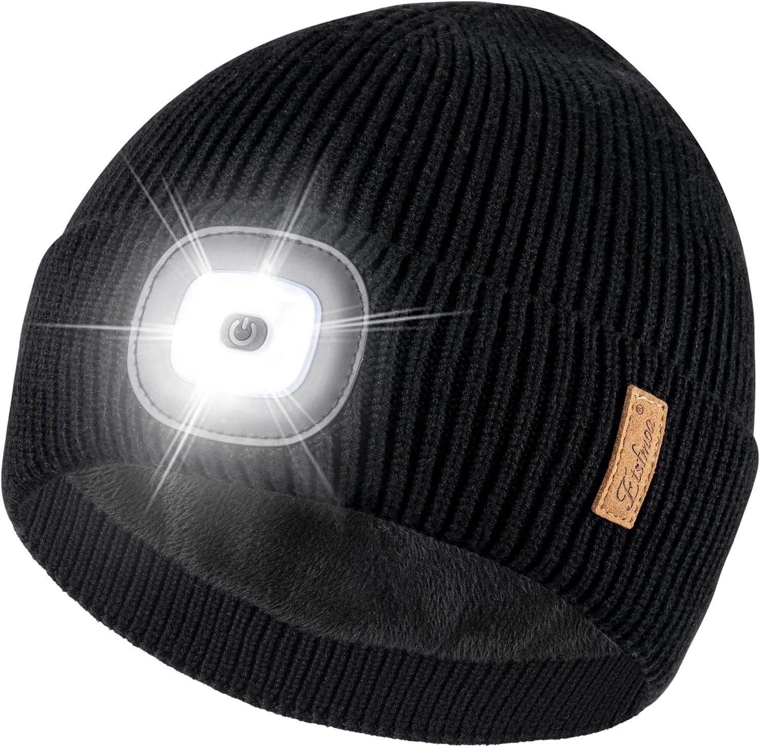 Etsfmoa Unisex Hat with Light,Fleece Lined Beanie Warm Knit Hat,Gifts for Men Women,Rechargeable LED Cap