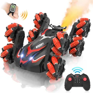 Eulogia 8WD Gesture Sensing RC Stunt Car, 2.4GHz RC Crawler, with Light and Spray & Music, 360° Spins All Terrain Remote Control Car Toys Gift for 5-12 Years Old Boys Girls Christmas Birthday