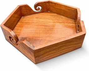 Eunoia Wooden Yarn Bowl, Large 10 x 2.5 Inch Handmade Yarn Holder for Crocheting, Rosewood Decorative Knitting Bowl for Knitters with Wooden Crochet Hook and Travel Bag, Hexagon