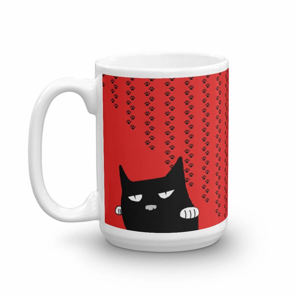 Evil Cat 'Pawprints Red' Mug