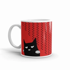Evil Cat 'Pawprints Red' Mug