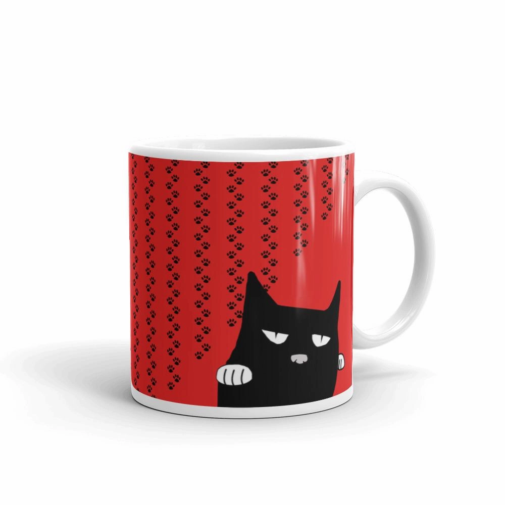 Evil Cat 'Pawprints Red' Mug