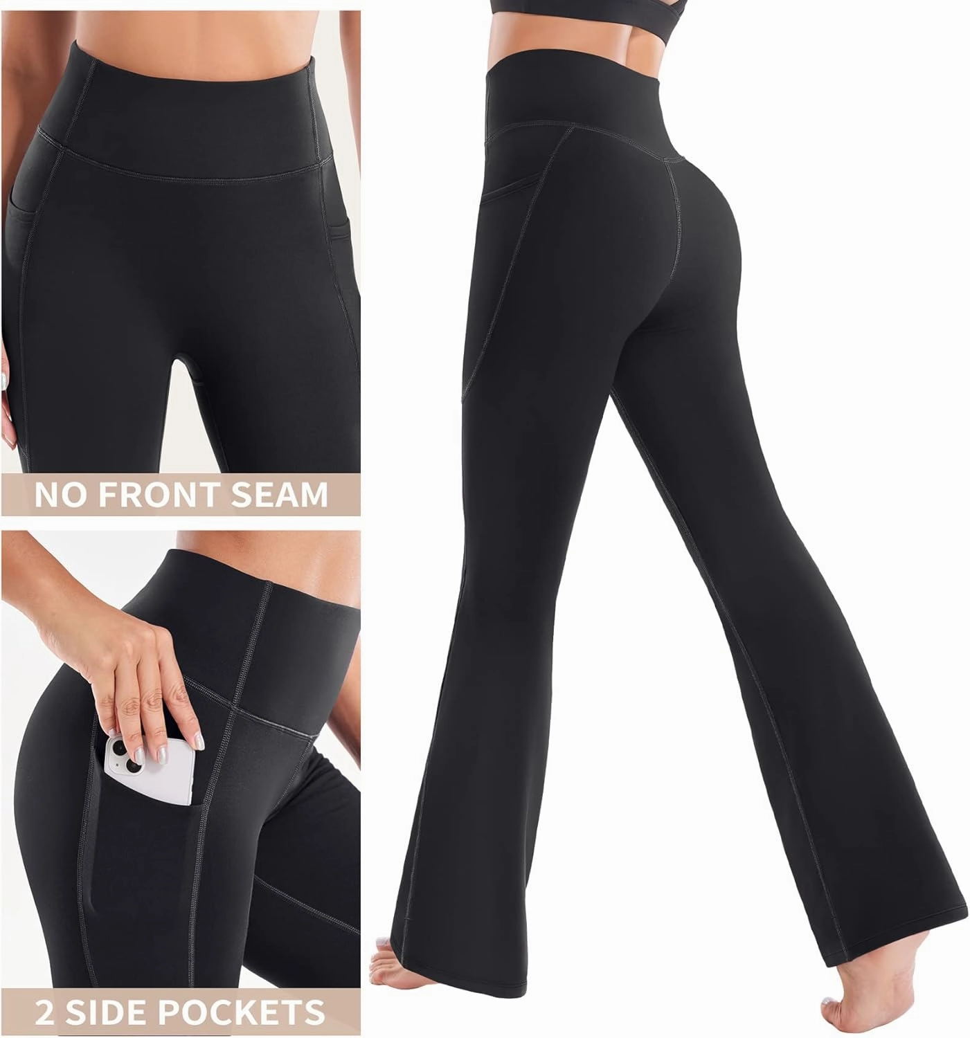 Ewedoos Fleece Lined Pants Women Thermal Yoga Pants with Pockets High Waist Warm Pants Winter Flare Leggings for Women