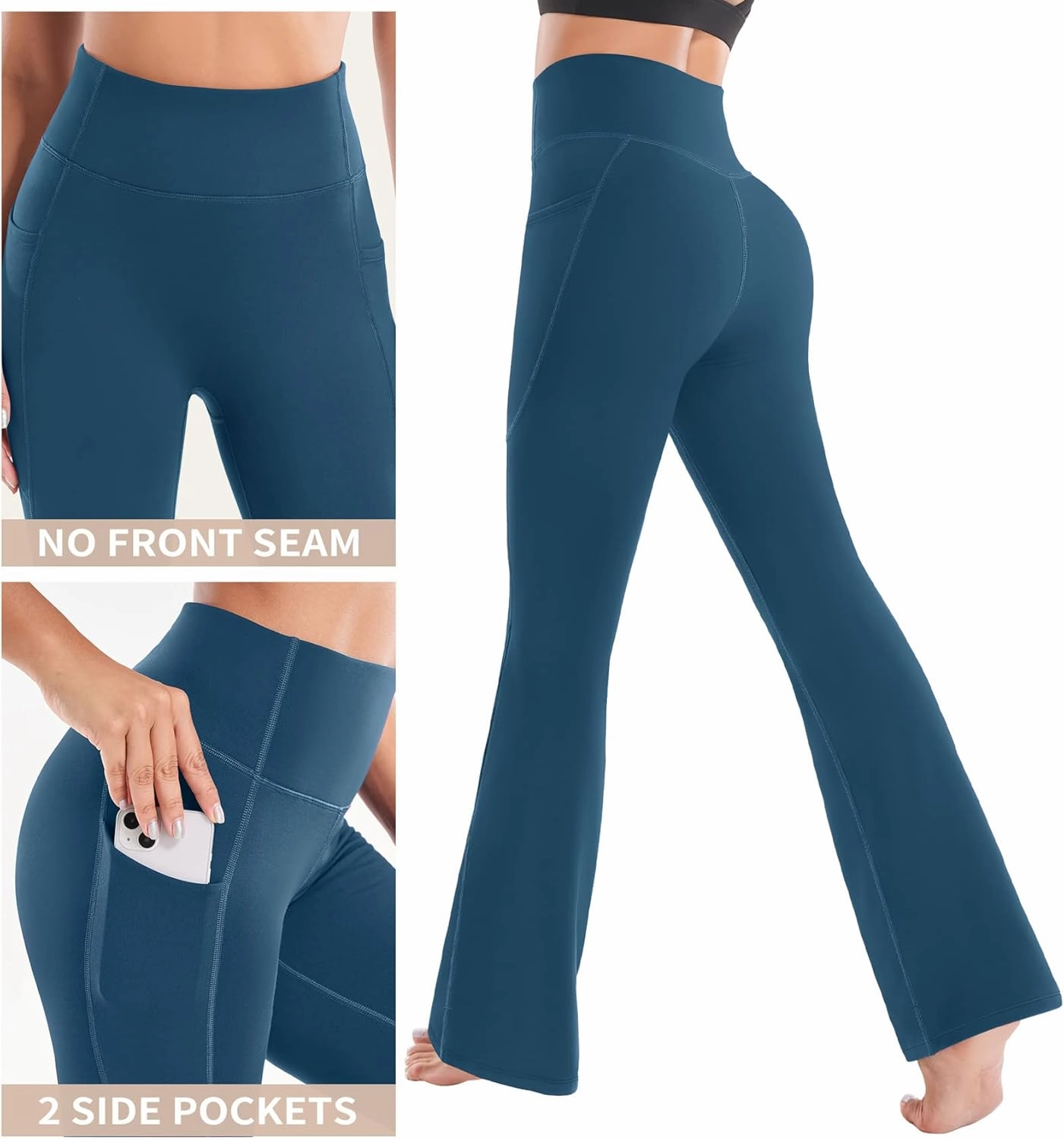 Ewedoos Fleece Lined Pants Women Thermal Yoga Pants with Pockets High Waist Warm Pants Winter Flare Leggings for Women