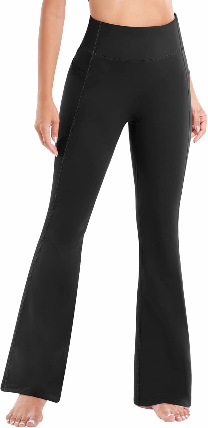 Ewedoos Fleece Lined Pants Women Thermal Yoga Pants with Pockets High Waist Warm Pants Winter Flare Leggings for Women