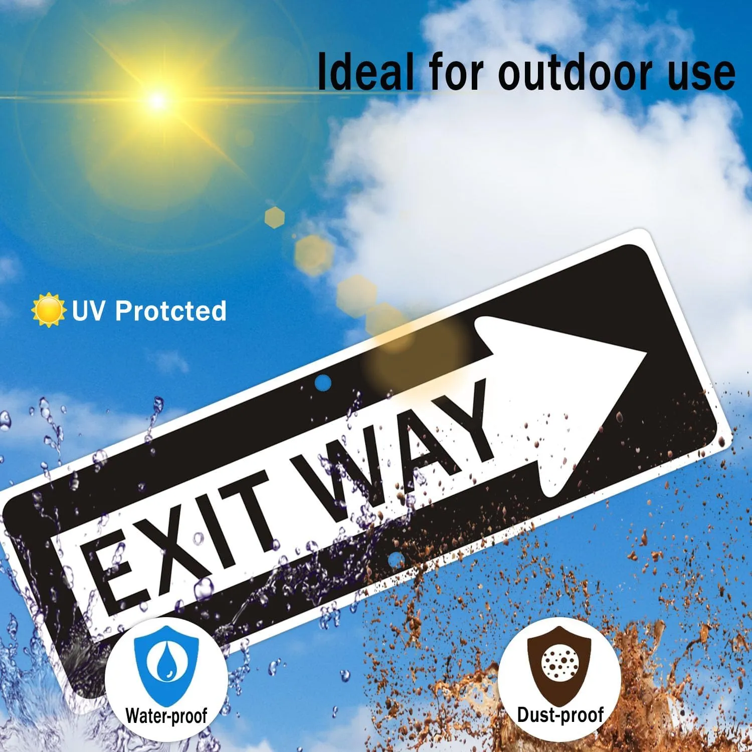 Exit Way Sign, with Right Arrow,18x6 Inches Reflective Rust Free Aluminum,Weather/Fade Resistant, UV Protected,Easy to Mount,Indoor/Outdoor