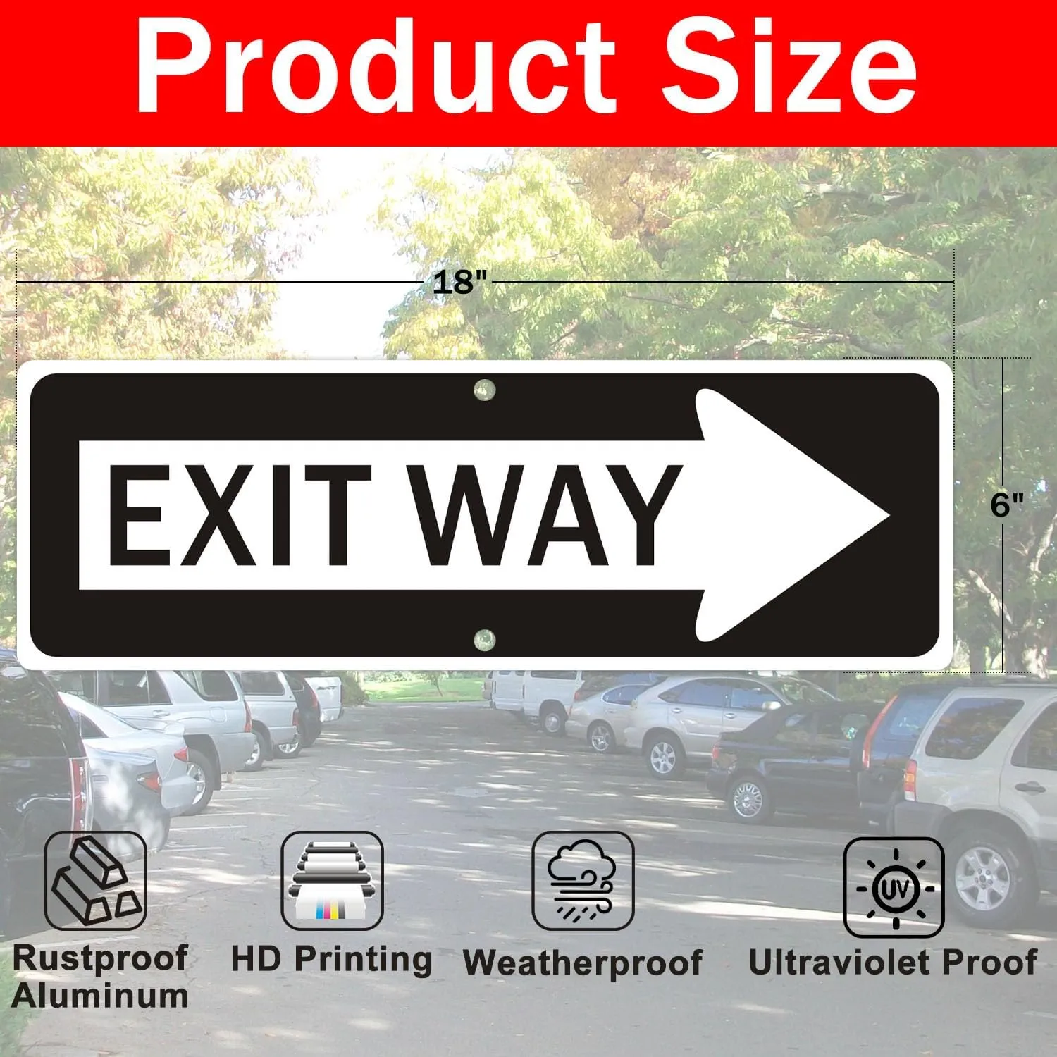 Exit Way Sign, with Right Arrow,18x6 Inches Reflective Rust Free Aluminum,Weather/Fade Resistant, UV Protected,Easy to Mount,Indoor/Outdoor