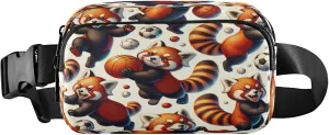 Exnundod Fanny Packs for Women & Men Ball Sport Ailurus Fulgens, Waist Pack Cute Red Pandas Crossbody Bags Belt Adjustable Strap for Running Hiking Workout