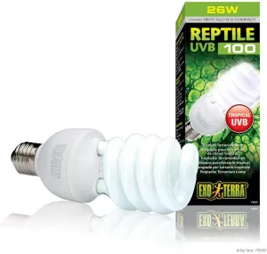 Exo Terra Repti Glo 5.0 Tropical Terrarium Lamp, Compact Fluorescent Reptile Bulb, 13 Watts, PT2186A1, whites & tans