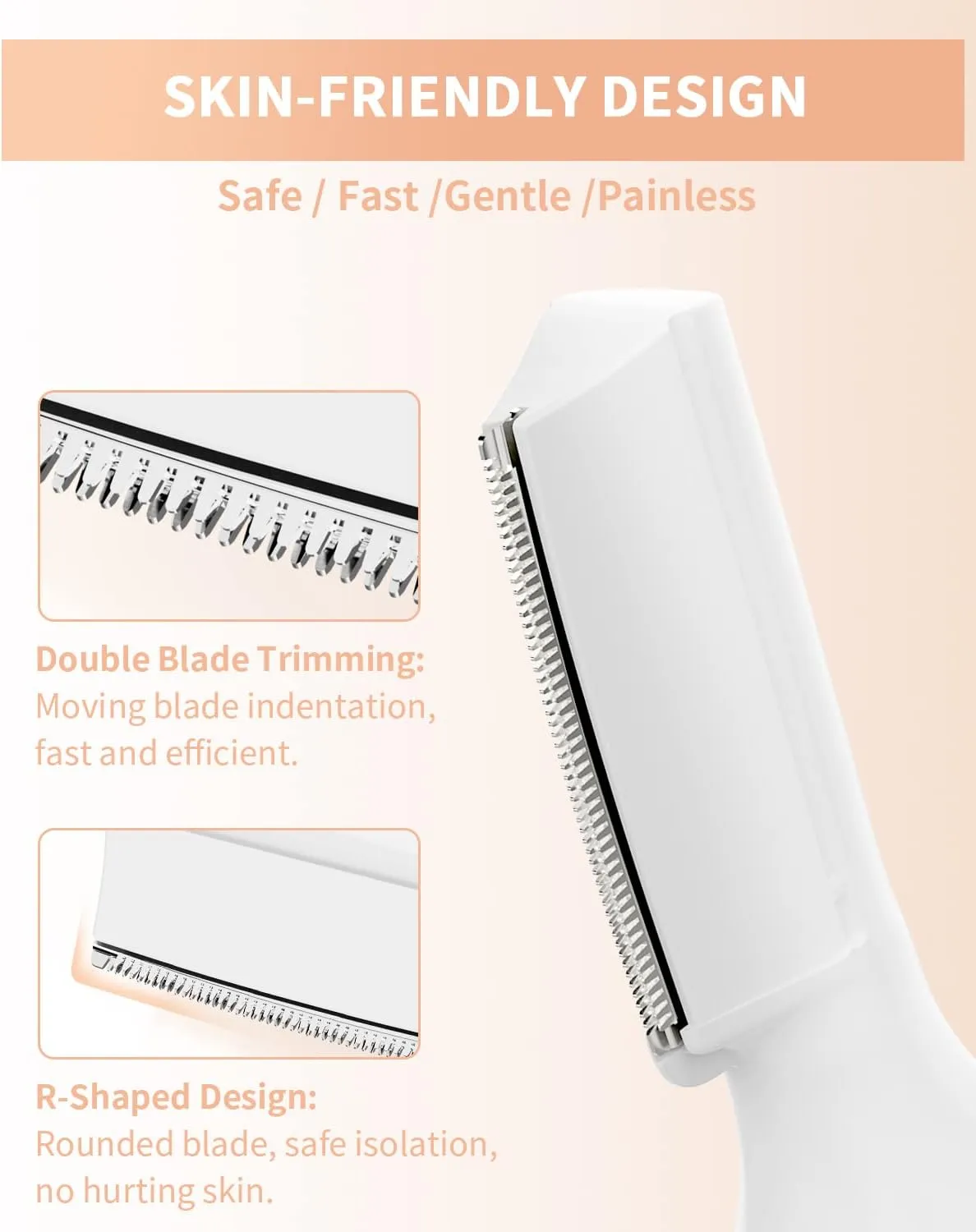 Eyebrow Trimmer, Electric Eyebrow Razor for Women Men, Rechargeable Painless LED Light Facial Hair Shaver Remover with Rinseable Blade for Face Lips Neck Leg