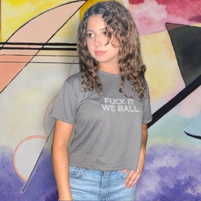 F!ck It We Ball Embroidered Crop Top