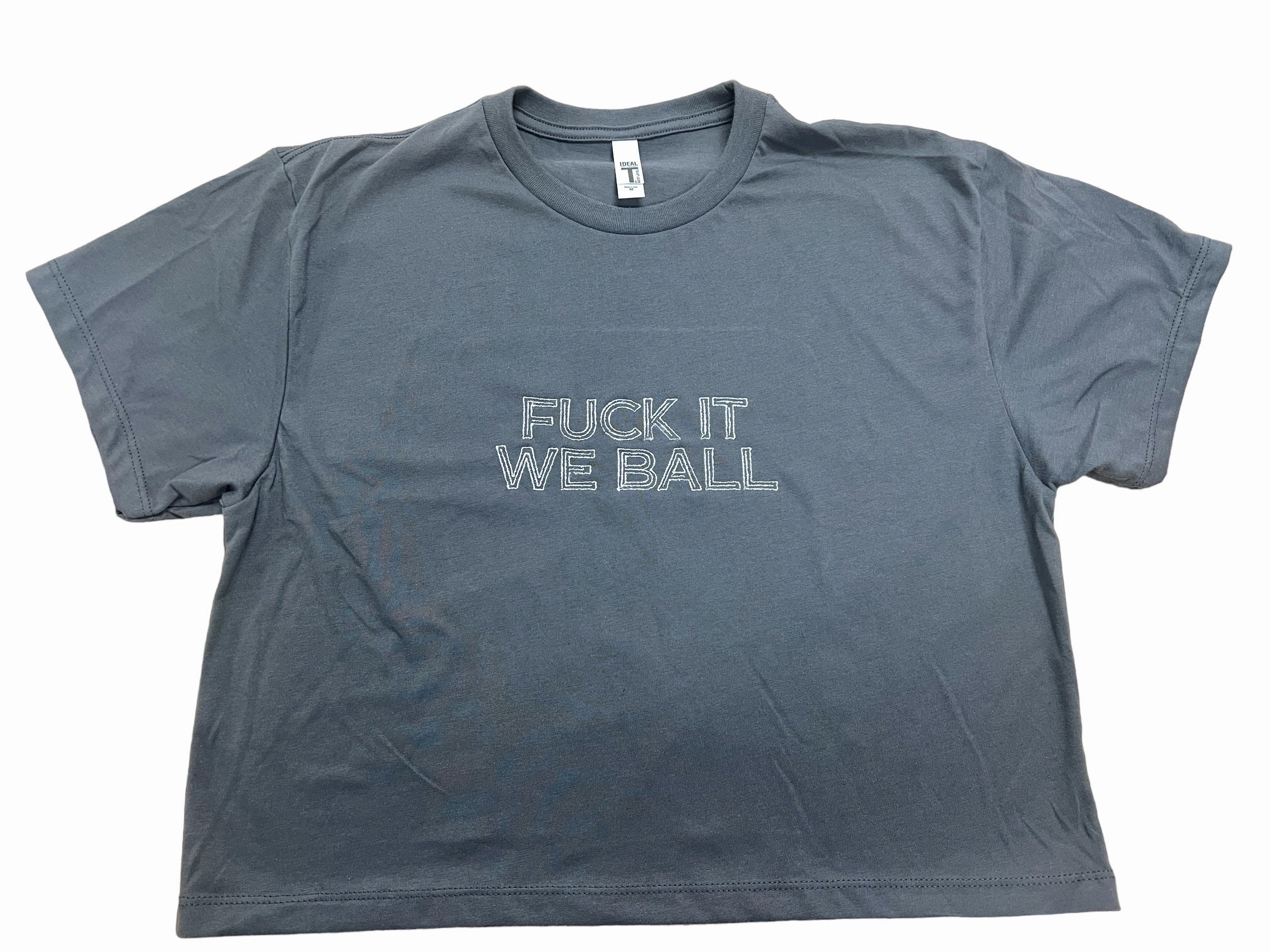 F!ck It We Ball Embroidered Crop Top