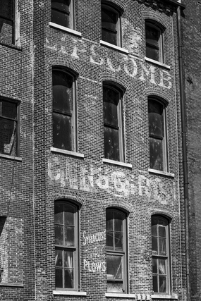 Fading Signs on Nashville's Old Waterfront - Black and White Photograph (A0020352)