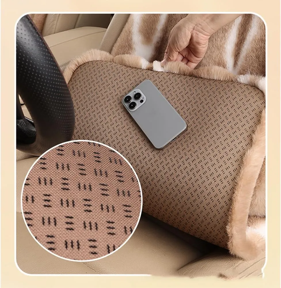 Faux Sheepskin Car Seat Cover Full Set, Black Fluffy Cute Thin Car Seat Covers for Fuzzy Soft Auto Universal Plush Vehicle Seat Protector Woman Pad Accessories 3Pcs Black