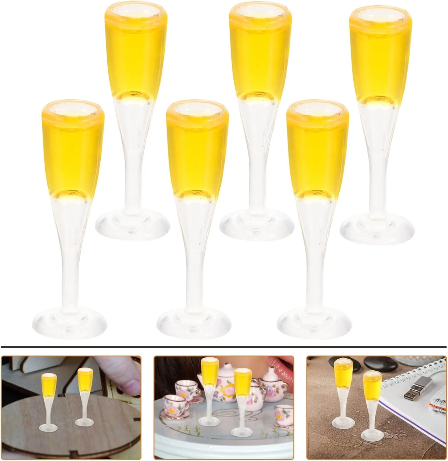 FAVOMOTO 24pcs Miniature Wine Glasses for Dollhouses High-Class Cups Cute Photo Props House Decoration Unbreakable Design for Miniature Scenes
