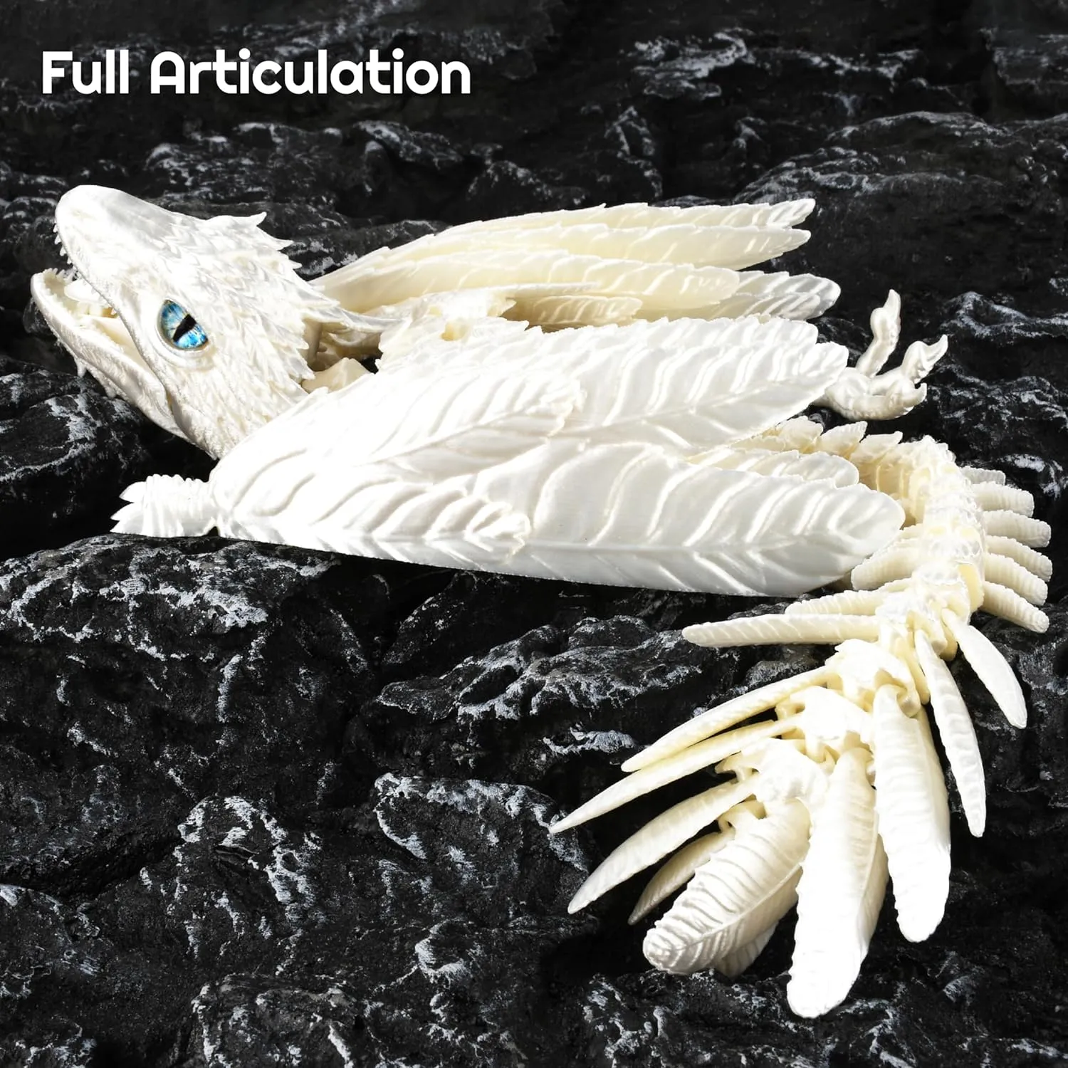 Feathered Wyvern Dragon, 3D Printed Dragon, Articulated Dragon, Fidget Dragon, 3D Printed Toys, Desktop Pet (Stormcrest)