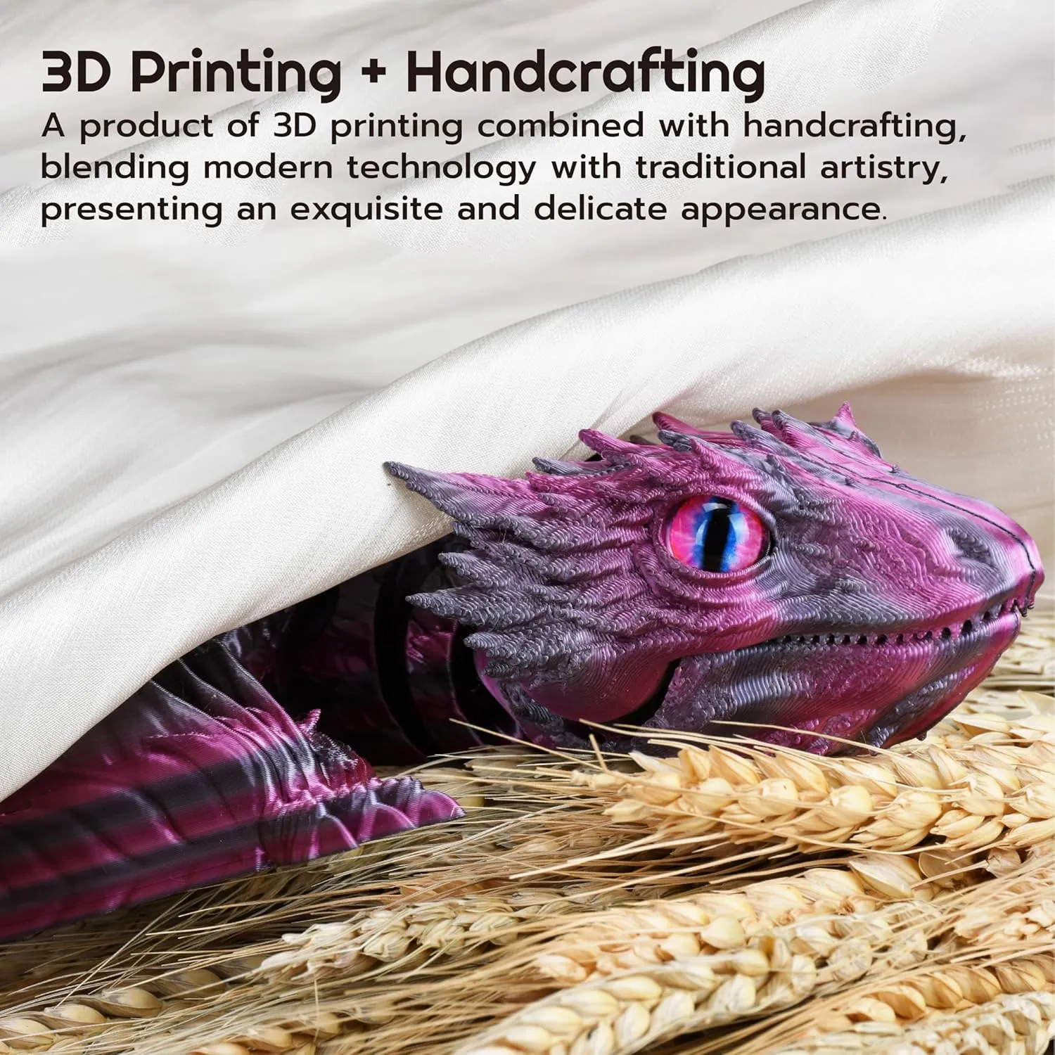 Feathered Wyvern Dragon, 3D Printed Dragon, Articulated Dragon, Fidget Dragon, 3D Printed Toys, Desktop Pet (Stormcrest)