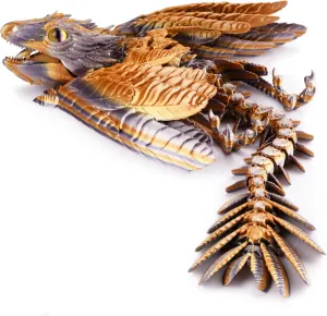 Feathered Wyvern Dragon, 3D Printed Dragon, Articulated Dragon, Fidget Dragon, 3D Printed Toys, Desktop Pet (Stormcrest)