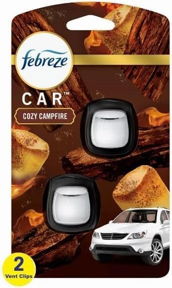 Febreze Air Freshener – Car Vent Clip – Cozy Campfire 4 Ct Pack of 2