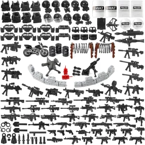 Feleph SWAT Weapons Pack City Police Toy Set for Policeman Figures, Modern Military 150pcs  Bricks Kit Gear Accessories Building Blocks Compatible with Major Brand