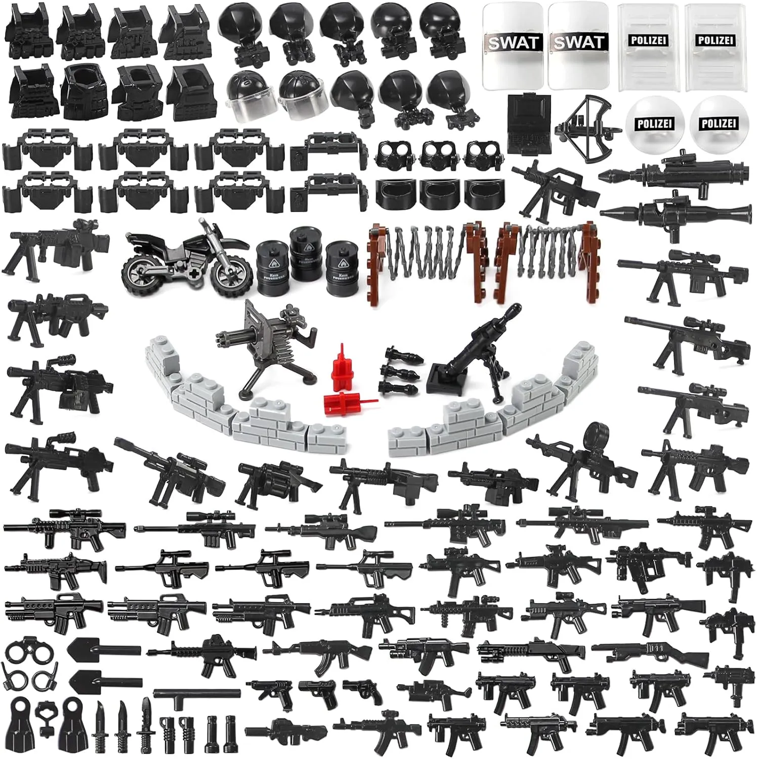 Feleph SWAT Weapons Pack City Police Toy Set for Policeman Figures, Modern Military 150pcs  Bricks Kit Gear Accessories Building Blocks Compatible with Major Brand