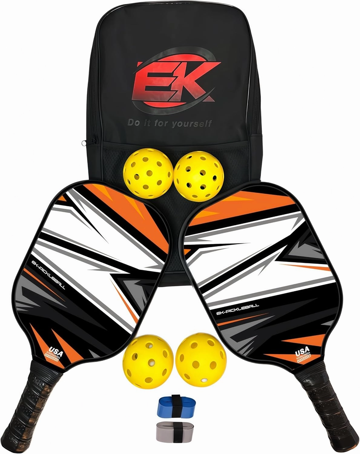 Fiberglass Pickleball Paddles Set for Men Women - USAPA Approved, High Performance Core, Graphite Carbon Fiber Pickleball Paddles with 2 Outdoor & 2 Indoor Pickle Balls, 2 Grip Tapes & Carry Bag