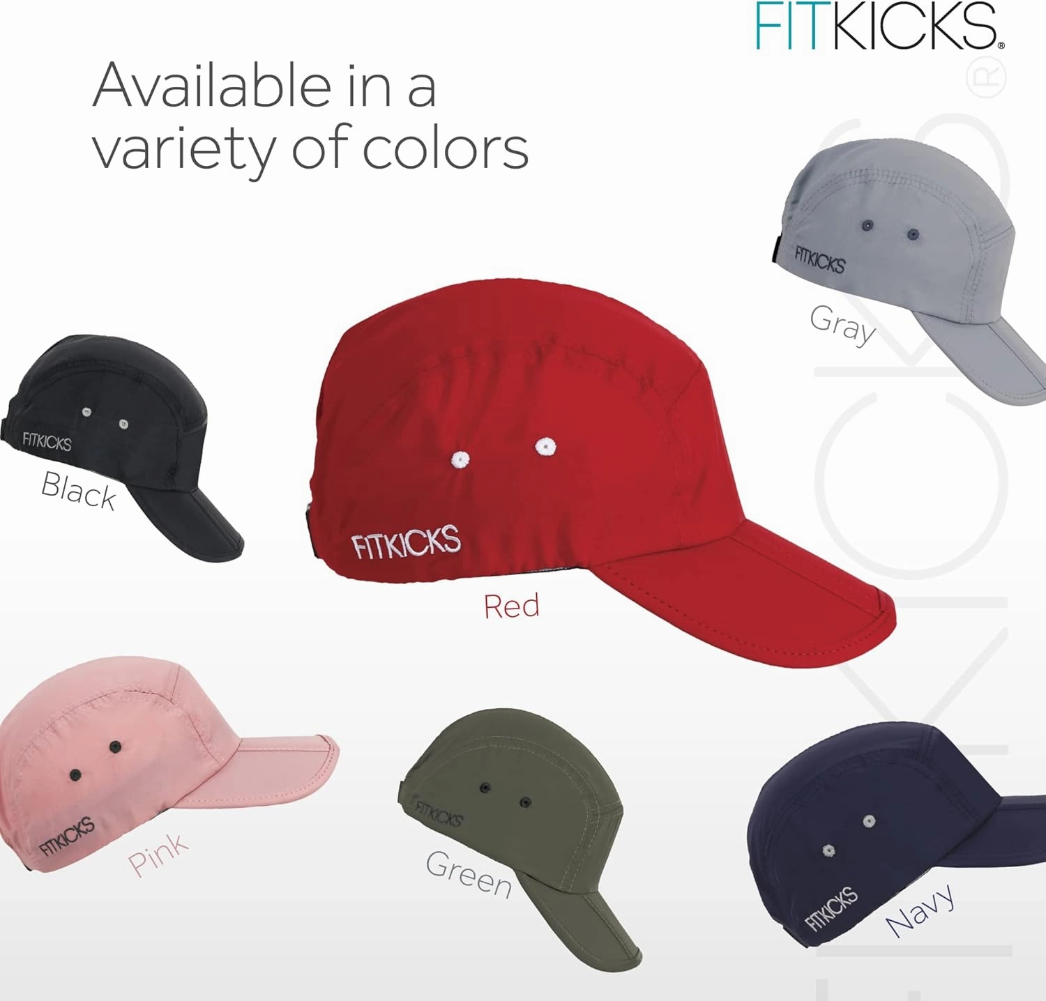FITKICKS Folding Cap, Comfortable and Adjustable Ball Cap, UPF 50  Sun Cap for Men and Women