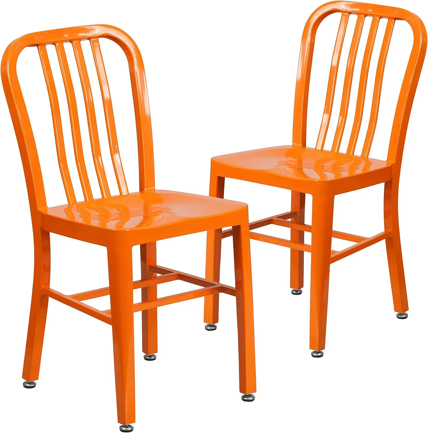 Flash Furniture Gael Commercial Grade 2 Pack Orange Metal Indoor-Outdoor Chair