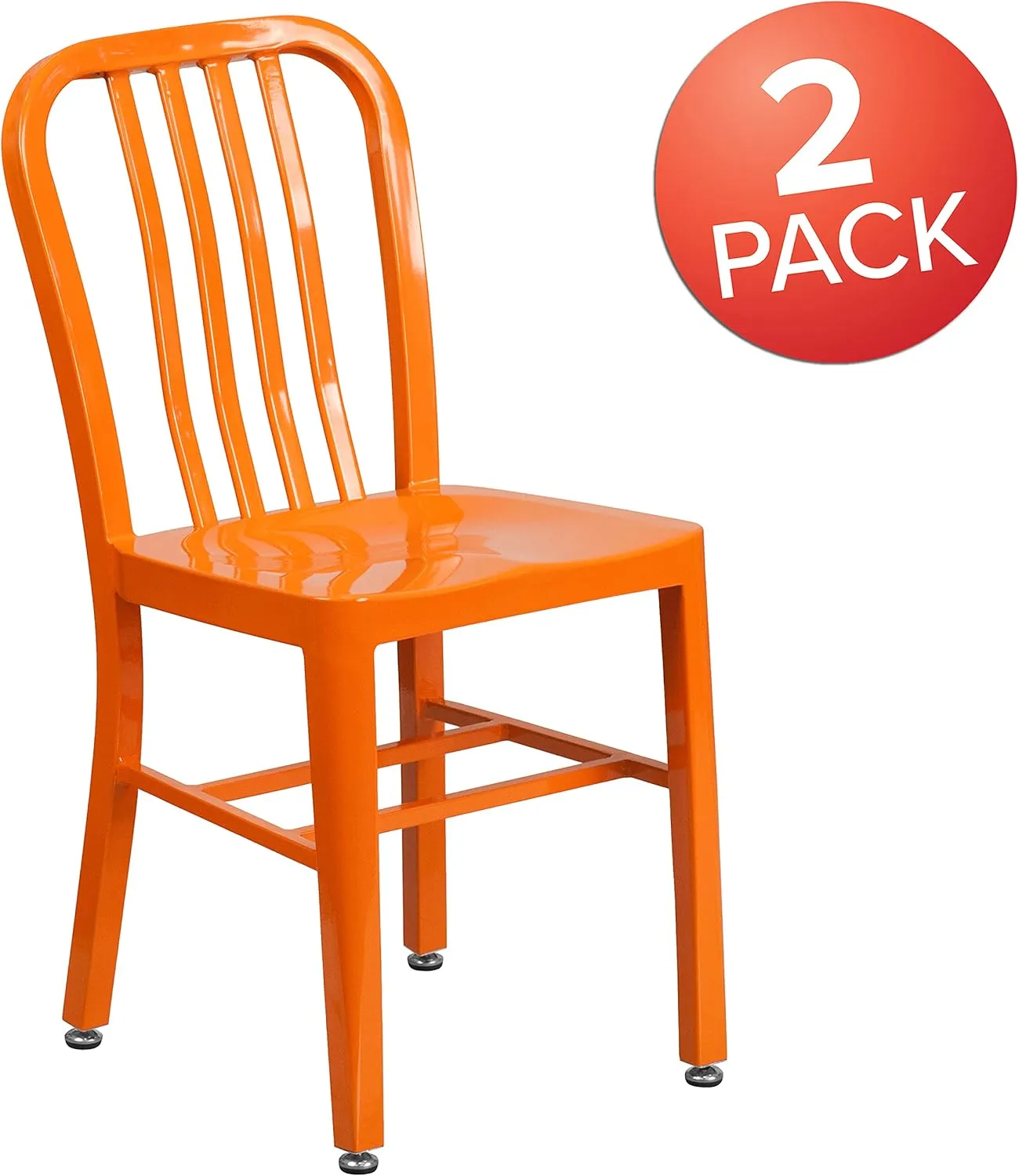 Flash Furniture Gael Commercial Grade 2 Pack Orange Metal Indoor-Outdoor Chair