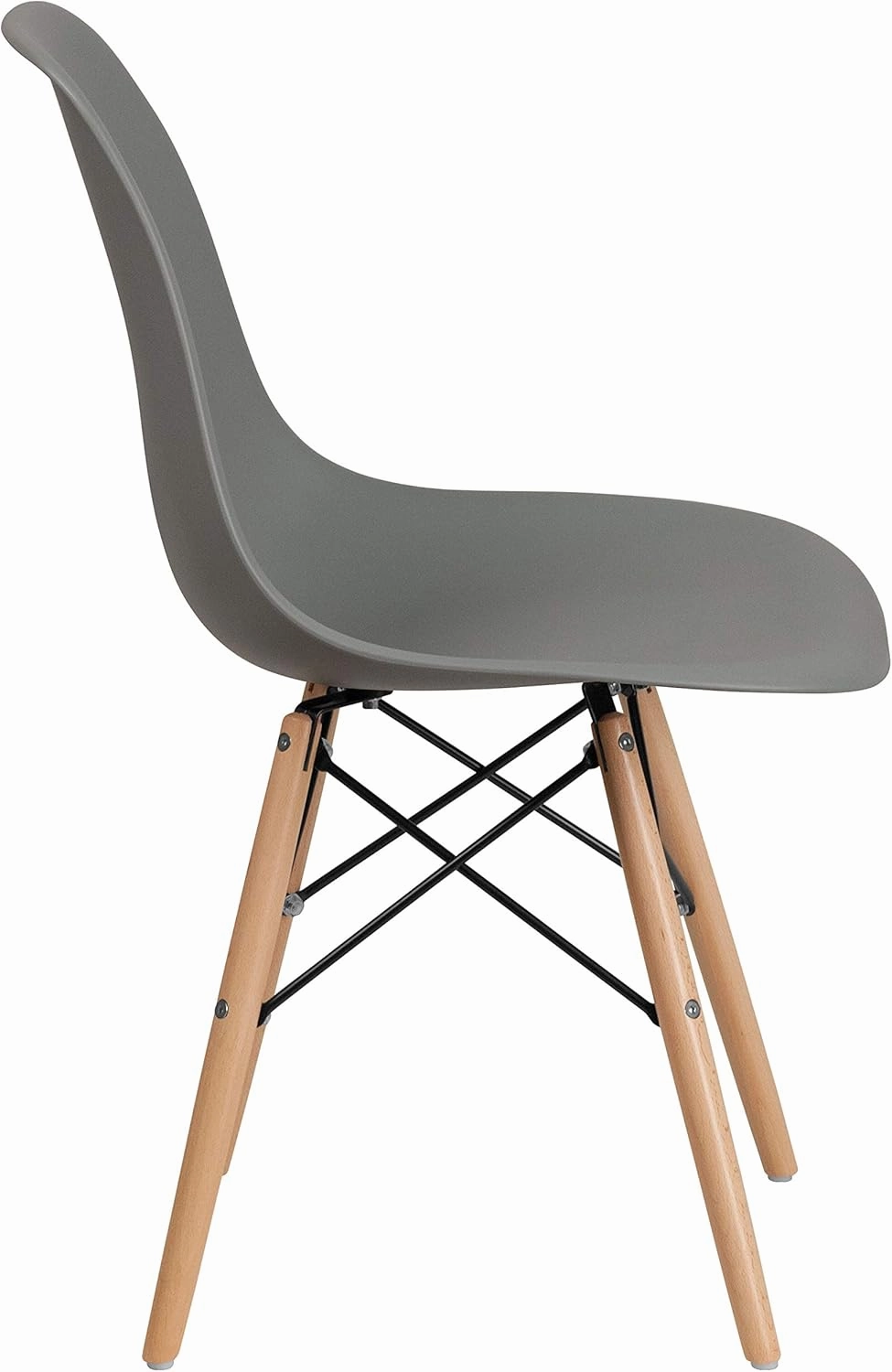 Flash Furniture 2 Pack Elon Series Moss Gray Plastic Chair with Wooden Legs for Versatile Kitchen, Dining Room, Living Room, Library or Desk Use