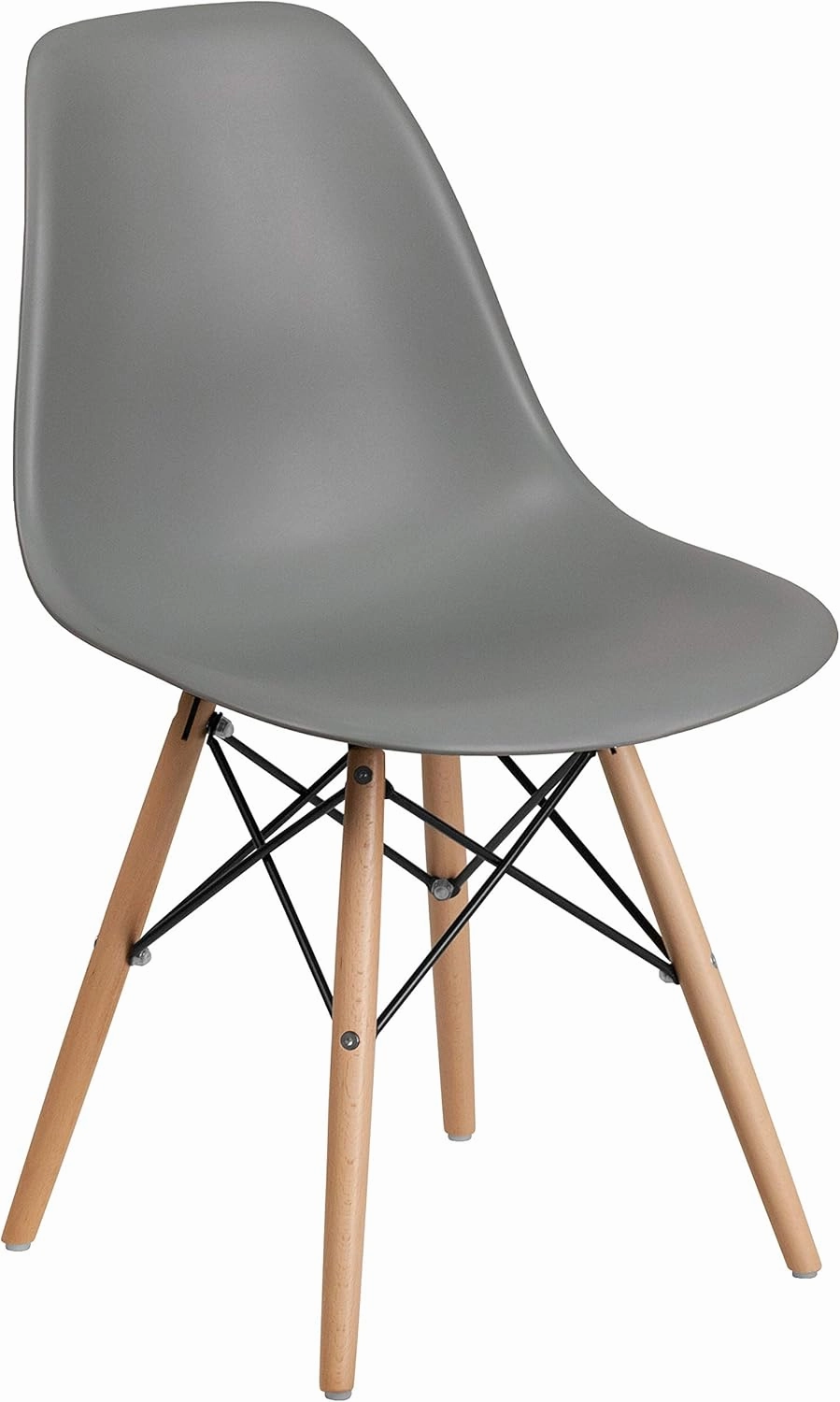 Flash Furniture 2 Pack Elon Series Moss Gray Plastic Chair with Wooden Legs for Versatile Kitchen, Dining Room, Living Room, Library or Desk Use