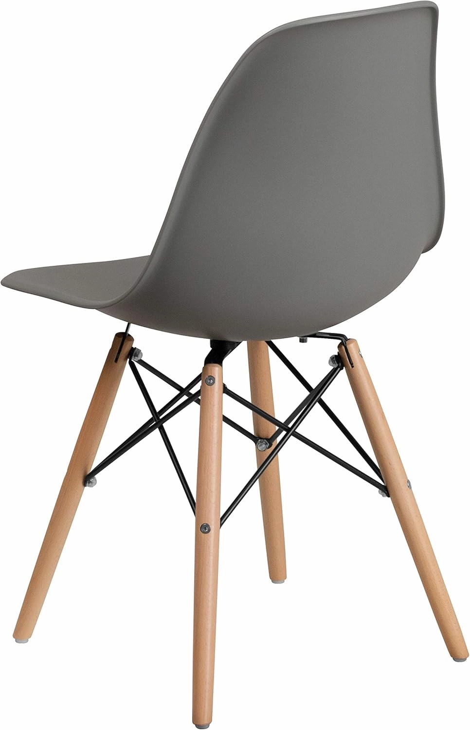 Flash Furniture 2 Pack Elon Series Moss Gray Plastic Chair with Wooden Legs for Versatile Kitchen, Dining Room, Living Room, Library or Desk Use