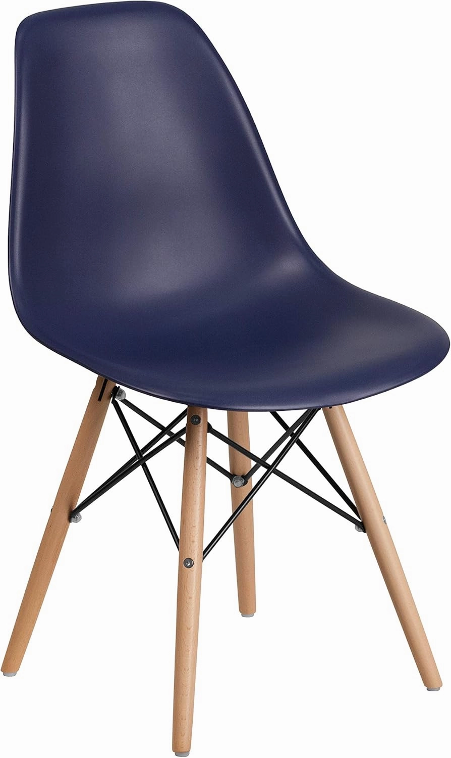 Flash Furniture 2 Pack Elon Series Navy Plastic Chair with Wooden Legs for Versatile Kitchen, Dining Room, Living Room, Library or Desk Use
