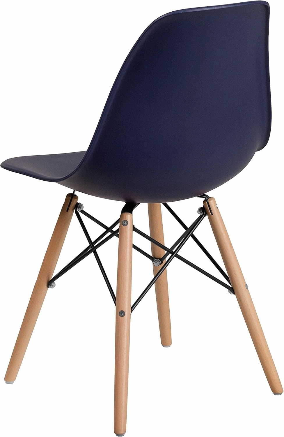 Flash Furniture 2 Pack Elon Series Navy Plastic Chair with Wooden Legs for Versatile Kitchen, Dining Room, Living Room, Library or Desk Use