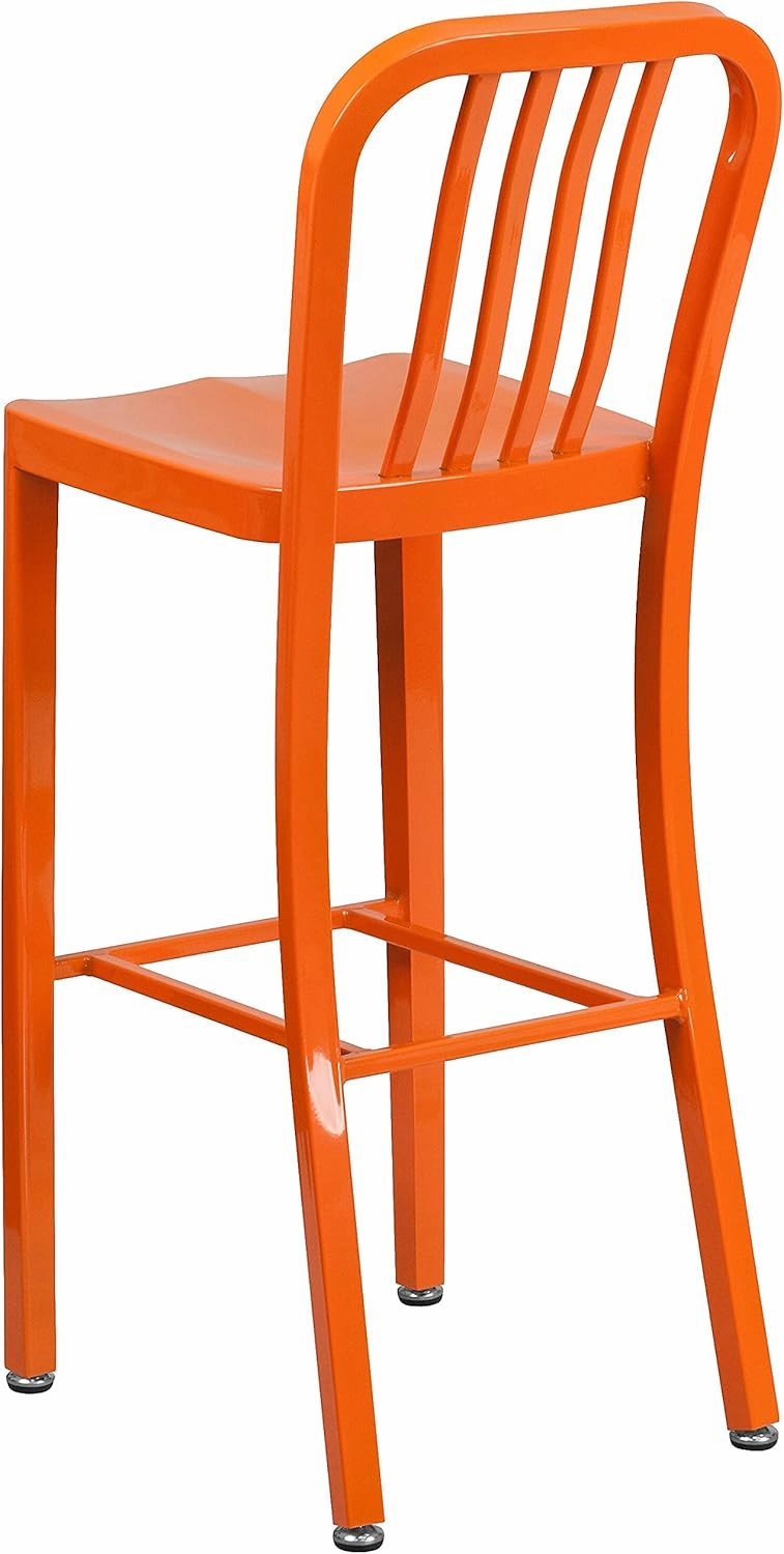 Flash Furniture Gael Commercial Grade 2 Pack 30" High Orange Metal Indoor-Outdoor Barstool with Vertical Slat Back