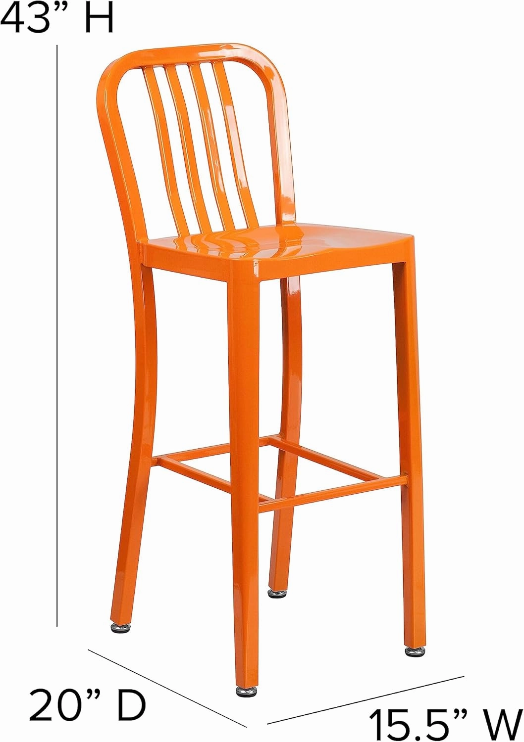 Flash Furniture Gael Commercial Grade 2 Pack 30" High Orange Metal Indoor-Outdoor Barstool with Vertical Slat Back