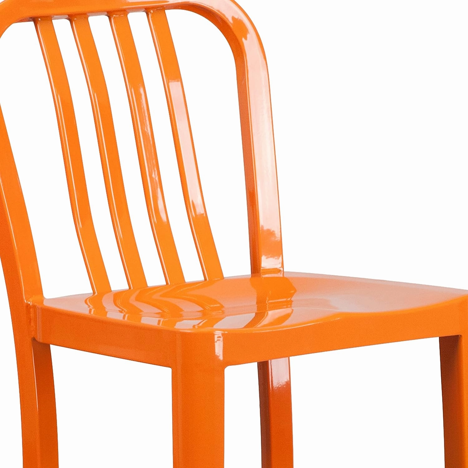 Flash Furniture Gael Commercial Grade 2 Pack 30" High Orange Metal Indoor-Outdoor Barstool with Vertical Slat Back