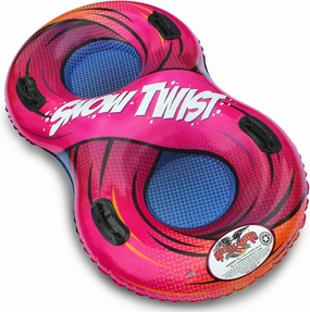 Flexible Flyer Snow Twist 2-Person Inflatable Tube. Lake Pool Float & Double Sled Slider, Red Orange, 57 x 33 x 12 inches